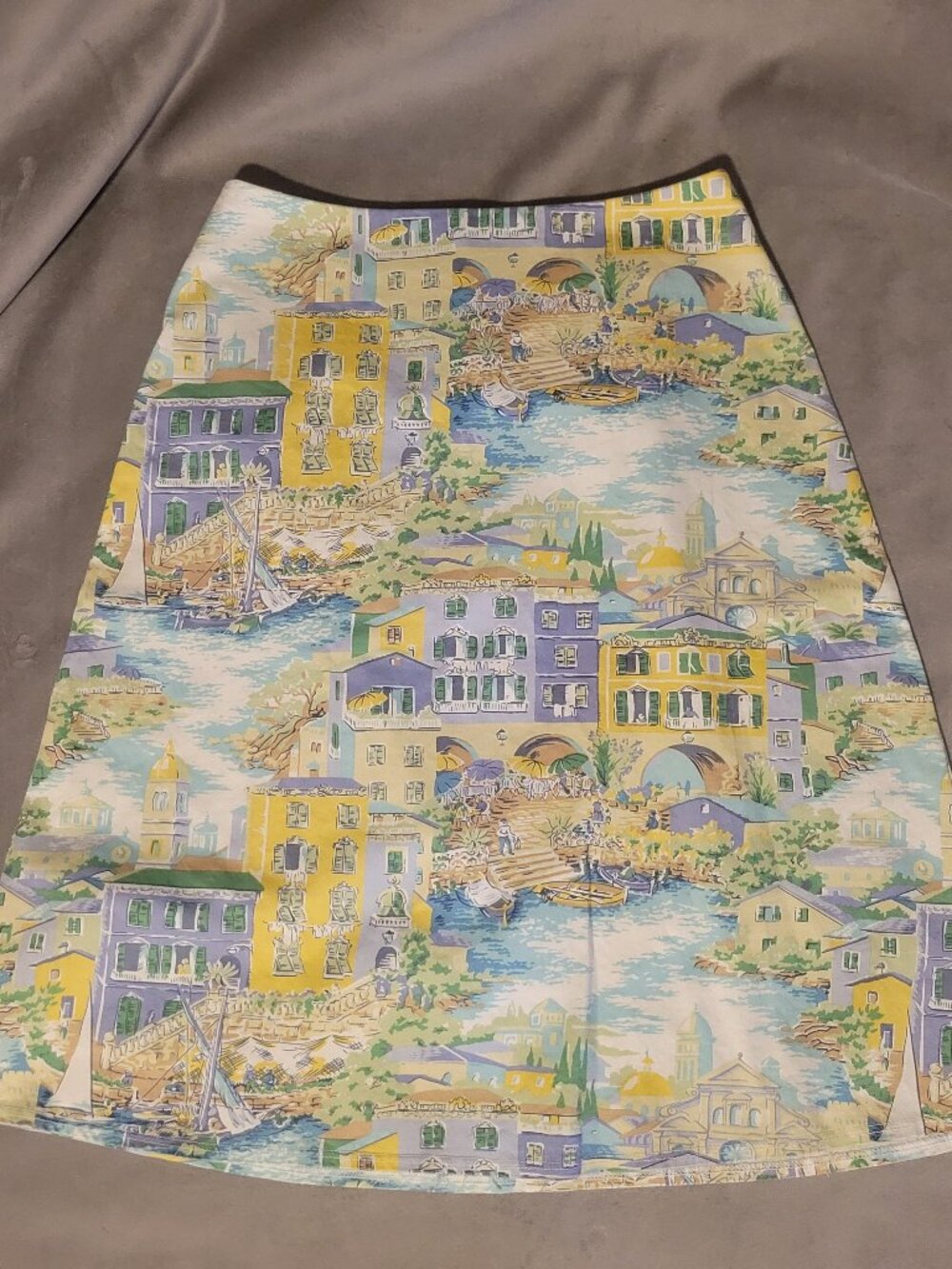 Chadwicks Vintage A Line Skirt Women's 6  Mediterranean City Yellow